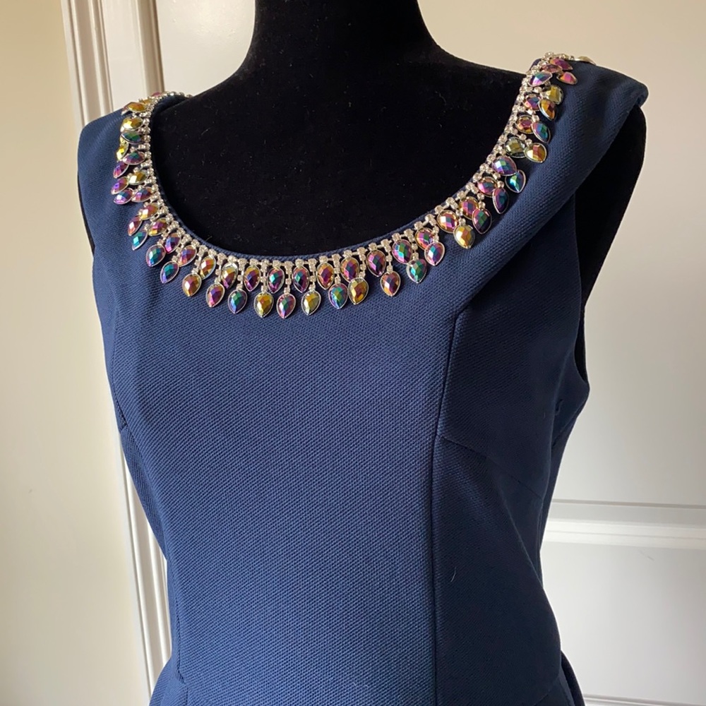 Betsey Johnson Navy Dress with Jewel Embellishments
